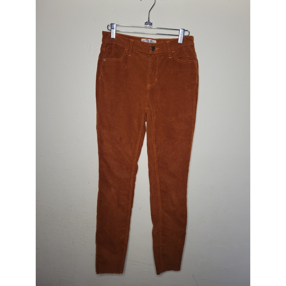 We‎ The Free People Women's Pants Mid-Rise Skinny Corduroy Raw Hem Brown 26